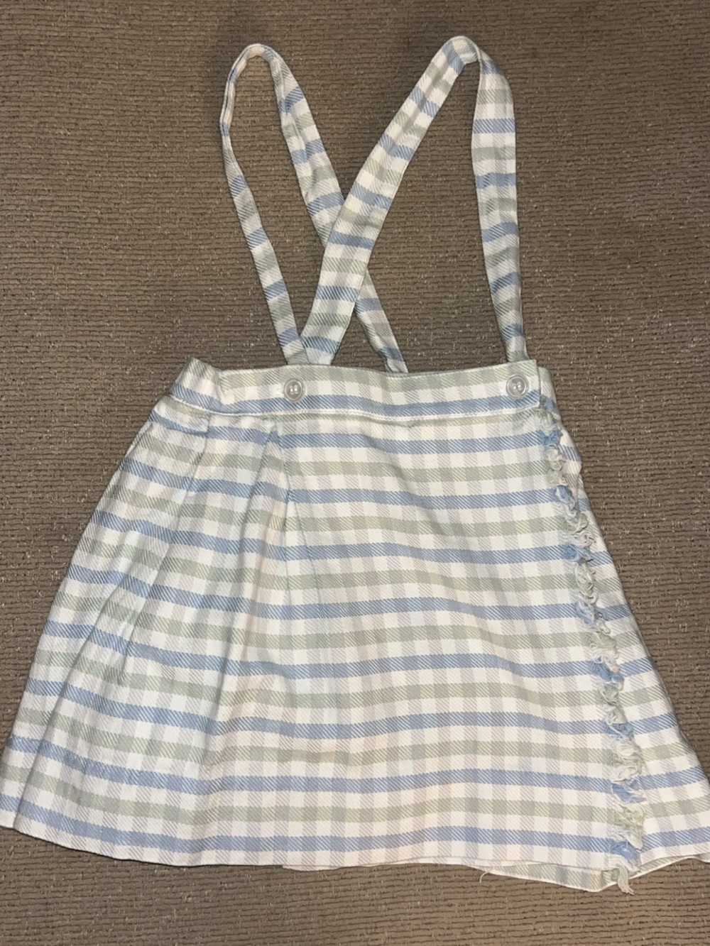 Bella Bliss Blue and Cream Plaid Suspender Skirt